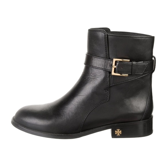 NWT- Tory Burch Black “Brooke” Ankle Booties with Gold Buckle - Picture 2 of 8